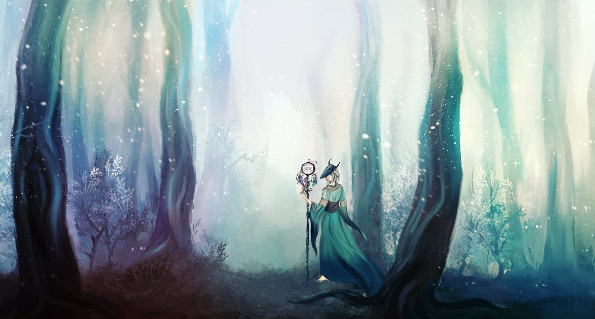 Download Forest Dreamcatcher Fantasy Woman HD Wallpaper
