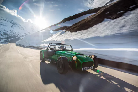 caterham road mountain winter snow motion blur car vehicle caterham seven 485 HD Desktop Wallpaper | Background Image