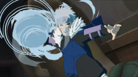 HD PC desktop wallpaper of Naruto as Hokage unleashing a swirling chakra attack, artwork from the video game Naruto Shippuden: Ultimate Ninja Storm Revolution