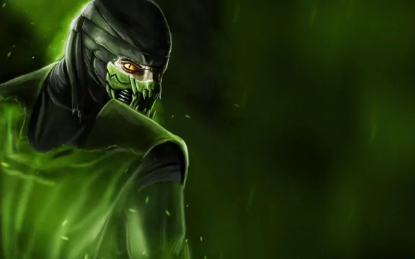 HD wallpaper featuring Reptile from Mortal Kombat, showcasing the iconic character in a vibrant green setting, embodying the essence of the video game series.