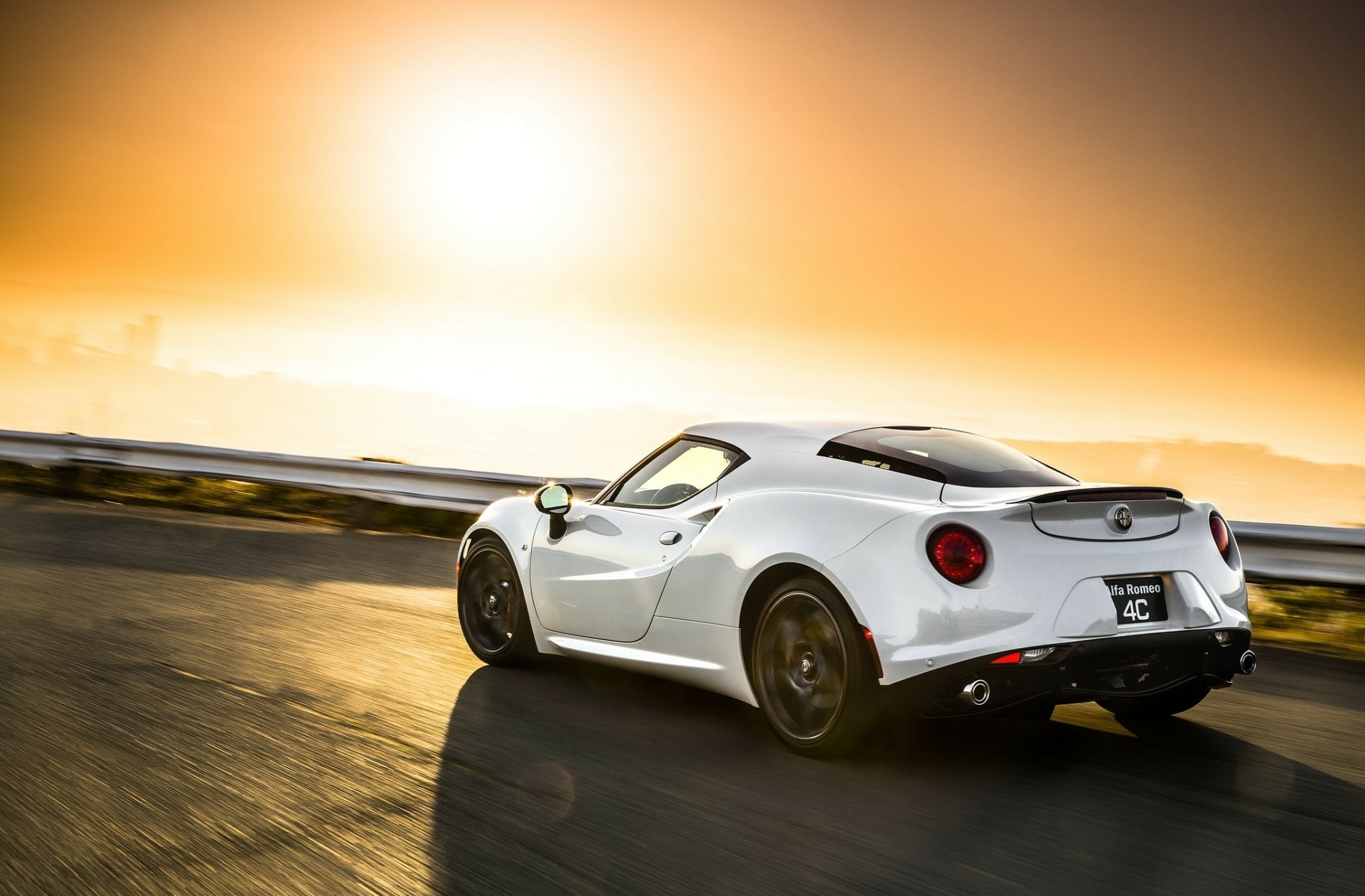 Download Sunset Road Vehicle Alfa Romeo 4C HD Wallpaper