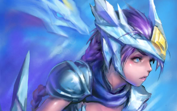 A vibrant HD desktop wallpaper featuring Shyvana from League of Legends, showcasing her striking armor and dragon-inspired elements against a colorful background.