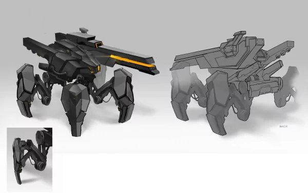 HD wallpaper featuring concept art of mechanical walkers from the game Civilization: Beyond Earth.