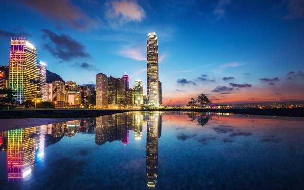 Man Made Hong Kong Cities China Reflection Twilight Architecture Building Cityscape HD Wallpaper | Background Image