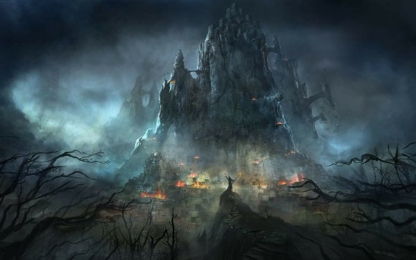 Fantasy City Fire Fortress HD Wallpaper | Background Image