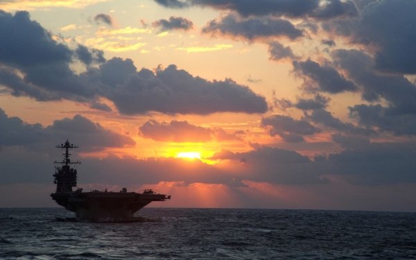 Military USS George Washington (CVN-73) Warships United States Navy Navy Ship Aircraft Carrier Sunrise Warship HD Wallpaper | Background Image