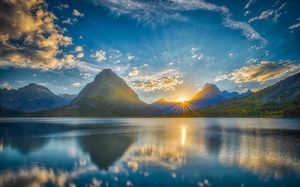 Nature Sunrise Lake Mountain HD Wallpaper | Background Image