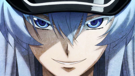 HD desktop wallpaper featuring Esdeath from the anime Akame ga Kill!. The image showcases Esdeath's intense gaze and captivating blue eyes, with a determined expression on her face.