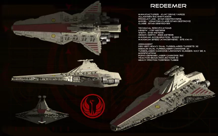 A detailed depiction of the Redeemer Star Destroyer from Star Wars, showcasing its sleek design and specifications, rendered in 4K Ultra HD for an immersive sci-fi experience.