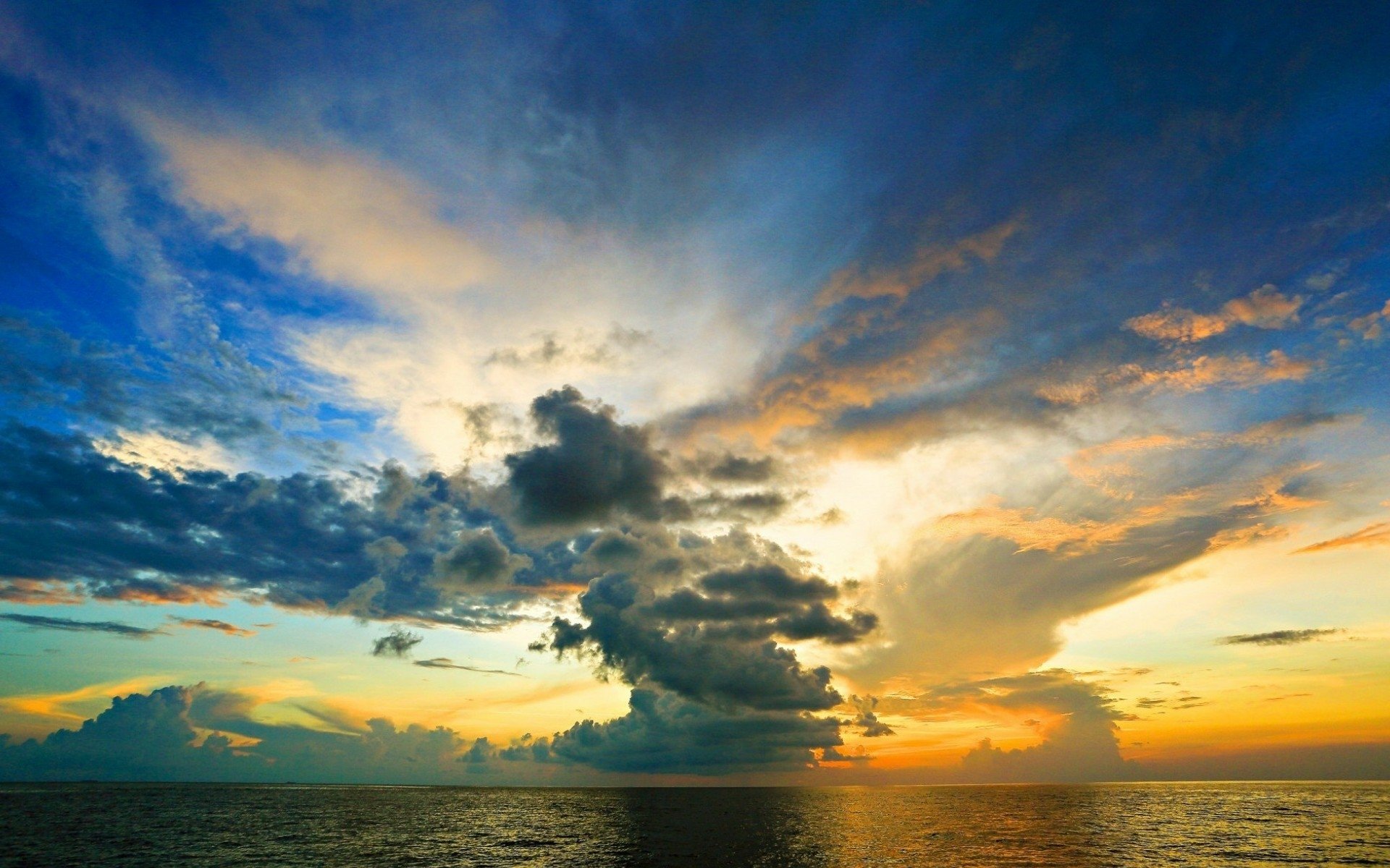 Download Sky Sea Nature Sunset HD Wallpaper