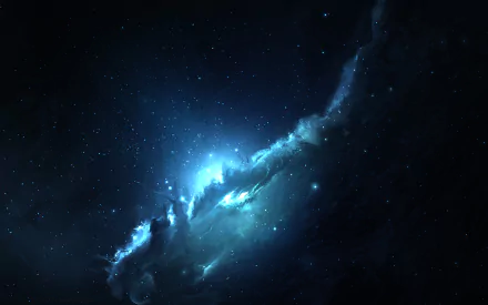HD desktop wallpaper depicting a vibrant blue nebula set against the dark expanse of space, capturing the essence of a Sci-Fi universe.