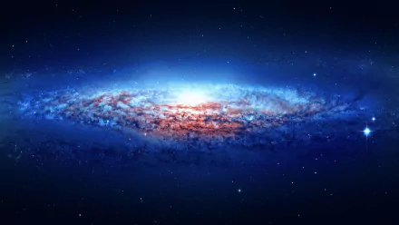 A stunning 4K Ultra HD wallpaper featuring a vibrant nebula in deep space, showcasing swirling colors of blue and orange against a starry backdrop.