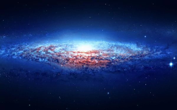 A stunning 4K Ultra HD wallpaper featuring a vibrant nebula in deep space, showcasing swirling colors of blue and orange against a starry backdrop.