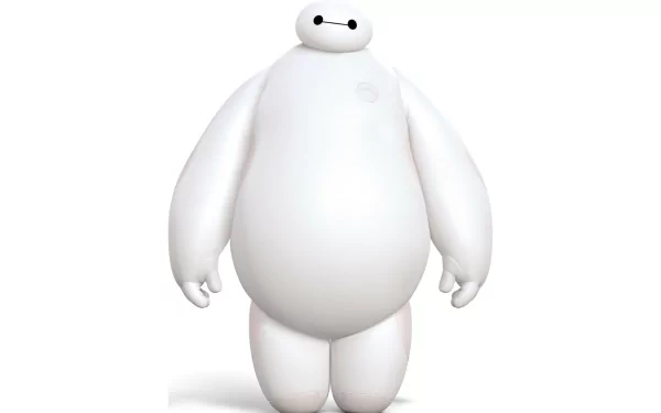 HD desktop wallpaper featuring Baymax from the movie Big Hero 6. The image shows Baymax, the inflatable robotic healthcare companion, standing in a white background.