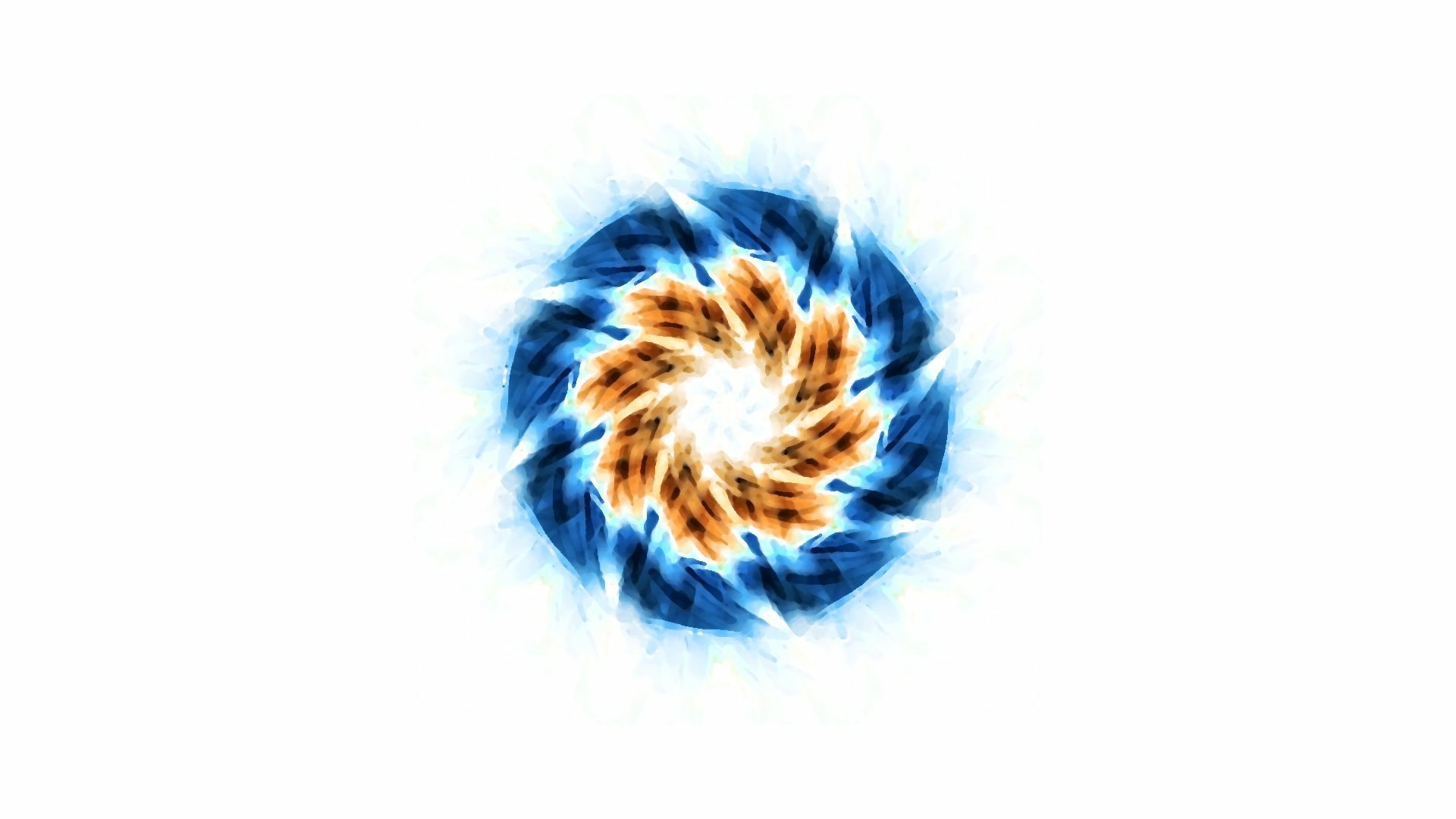 HD PC desktop wallpaper and background: Portal (video game)–style glowing blue and orange swirling portal on a white background.