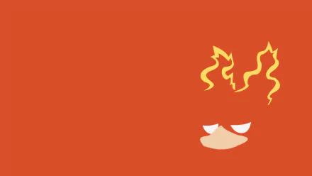 Minimalist HD PC desktop wallpaper featuring Magmar from Pokémon with a simple orange background and stylized flame details, blending video game and minimalist gaming aesthetics.