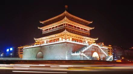 China xi'an tower man made Bell Tower of Xi'an HD Desktop Wallpaper | Background Image