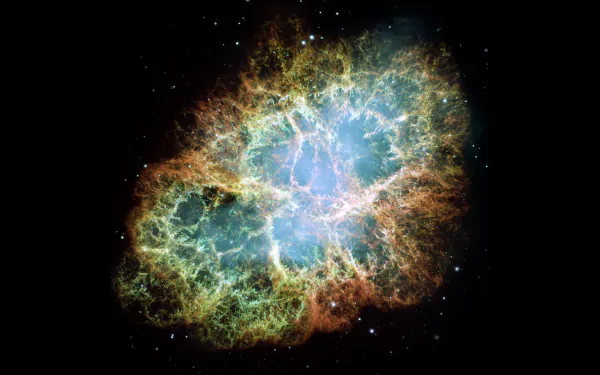 4K Ultra HD PC wallpaper featuring a vibrant Crab Nebula supernova in deep space, with glowing stars and intricate nebula details in a sci-fi style.
