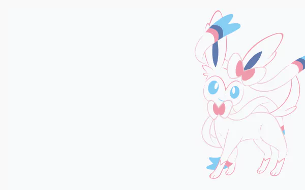 HD PC desktop wallpaper featuring Sylveon, the Fairy-type Eeveelution from the Pokémon video game series, set against a clean, white background.