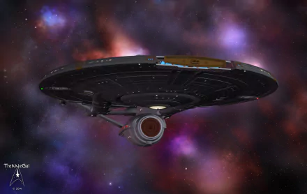 4K Ultra HD Star Trek sci-fi wallpaper featuring the iconic starship Voyager against a colorful cosmic nebula backdrop for PC desktop.