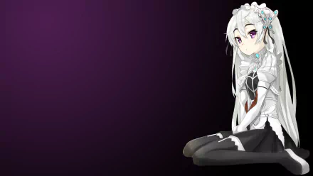 HD PC desktop wallpaper featuring Chaika from the anime Chaika - The Coffin Princess- with a dark purple background and a detailed character design.