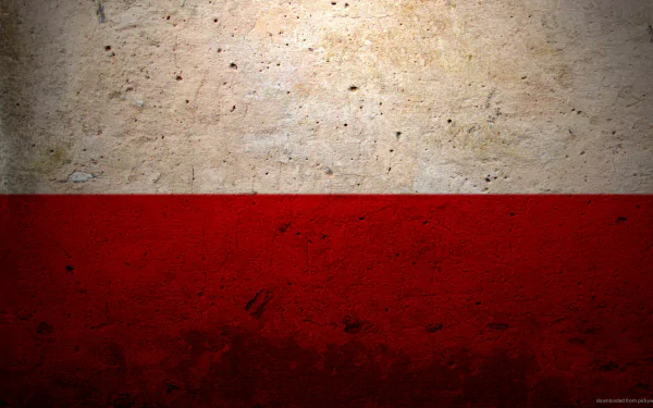 HD PC desktop wallpaper, Misc — grungy textured flag of Poland (white over red) stretched across a worn concrete background.