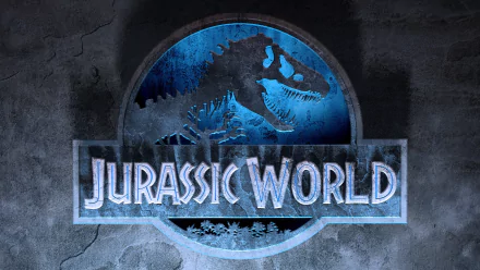 HD desktop wallpaper and background featuring the iconic Jurassic World logo against a textured, dark background.