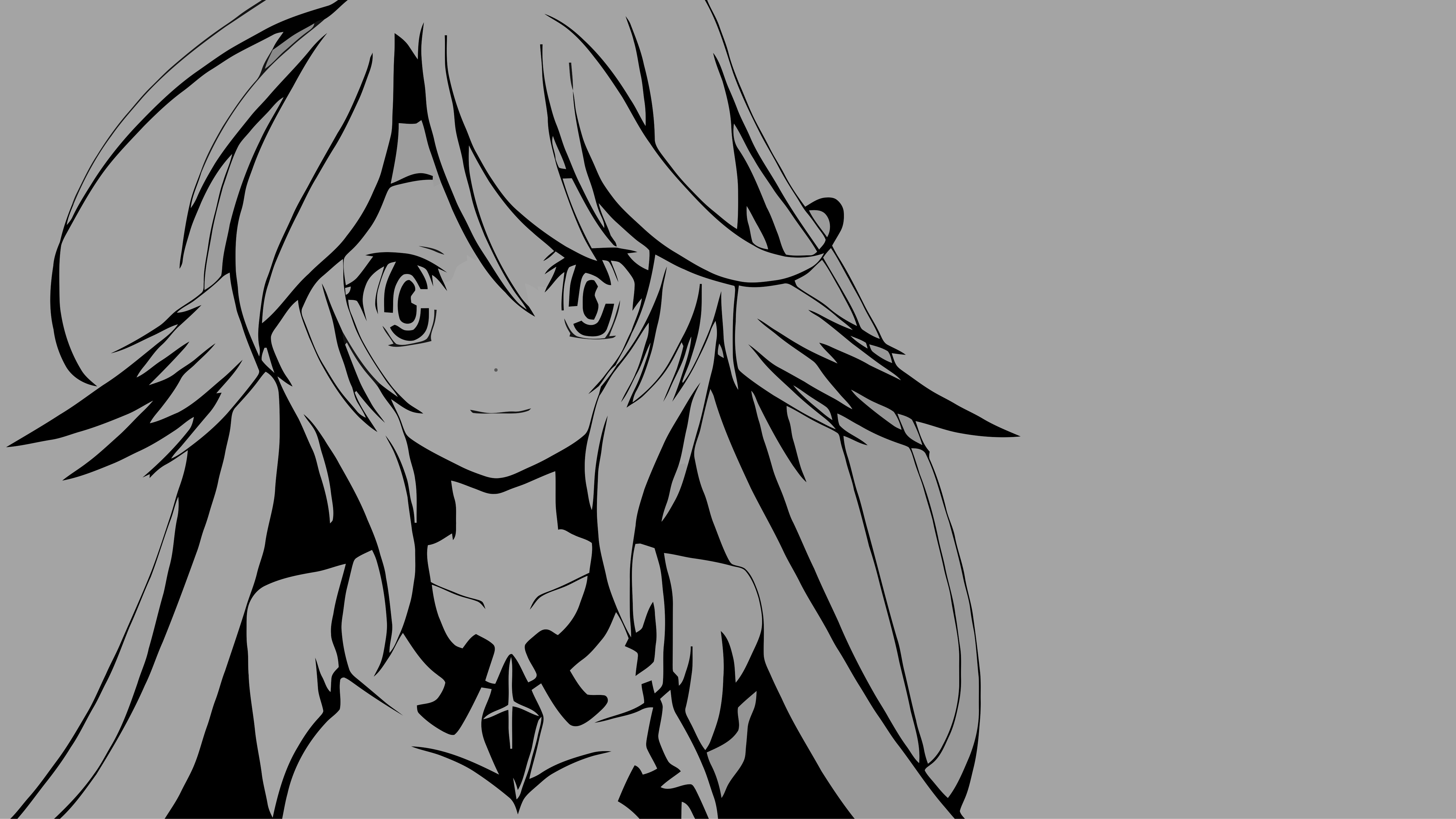 HD desktop wallpaper featuring a monochrome illustration of Jibril from the anime No Game No Life.