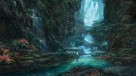 waterfall Tera (Video Game) MMORPG forest video game Tera HD Desktop Wallpaper | Background Image