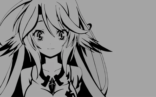 HD desktop wallpaper featuring a monochrome illustration of Jibril from the anime No Game No Life.