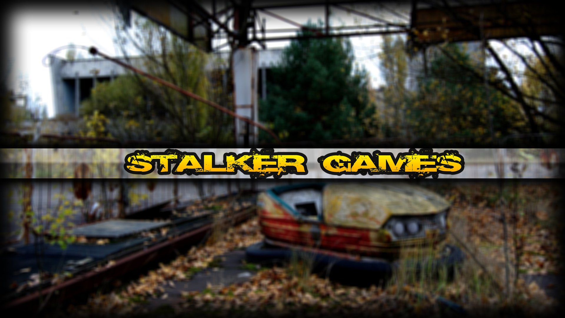 4K Ultra HD PC desktop wallpaper featuring a decayed, abandoned amusement park scene from the video game HSYN GAME WORLD, titled STALKER GAMES.