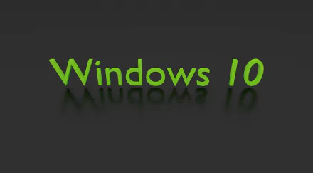 HD PC desktop wallpaper featuring the text Windows 10 in green with a subtle reflection on a dark background, highlighting technology and the Windows 10 theme.