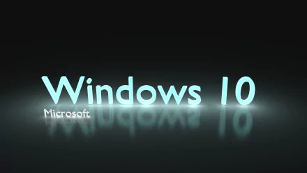 A sleek 4K Ultra HD desktop wallpaper featuring the glowing text Windows 10 by Microsoft, set against a dark, smooth background that emphasizes modern technology.