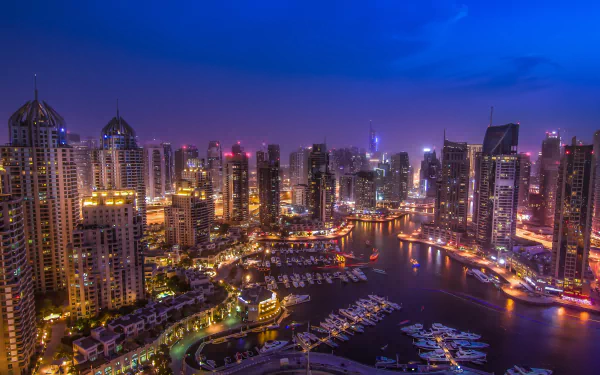 night dubai marina man made Dubai HD Desktop Wallpaper | Background Image