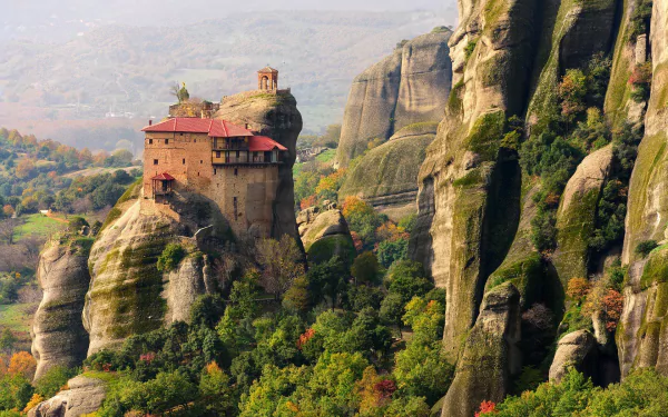 Greece cliff monastery religious Meteora HD Desktop Wallpaper | Background Image