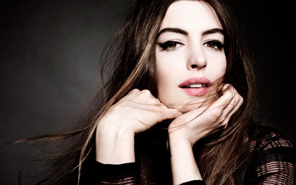 Celebrity Anne Hathaway Face Close-Up Hair HD Wallpaper | Background Image