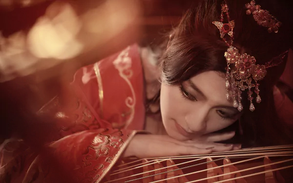 hair-dress instrument national dress woman asian HD Desktop Wallpaper | Background Image