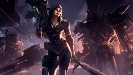 warpaint bodysuit weapon sword Sci Fi woman warrior HD Desktop Wallpaper | Background Image
