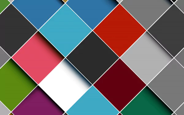 Colorful abstract pattern of overlapping squares in various shades, designed as an HD PC desktop wallpaper and background.