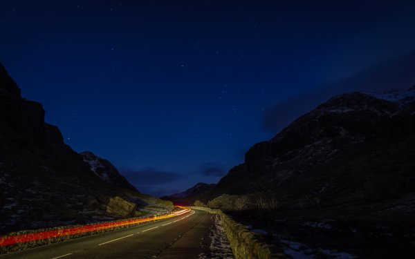 Man Made Road Stars Night Snowdonia HD Wallpaper | Background Image