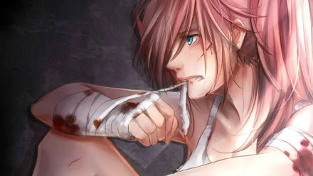 bandage Luka Megurine blue eyes redhead Anime Vocaloid HD Desktop Wallpaper | Background Image