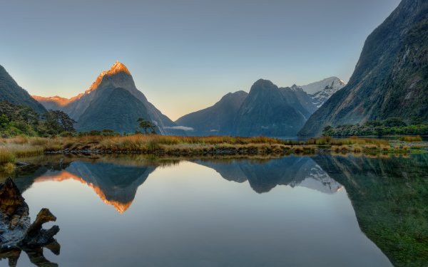 Earth Milford Sound Morning Reflection Mitre Peak Aotearoa New Zealand Mountain Peak Southern Alps Fjord South Island HD Wallpaper | Background Image