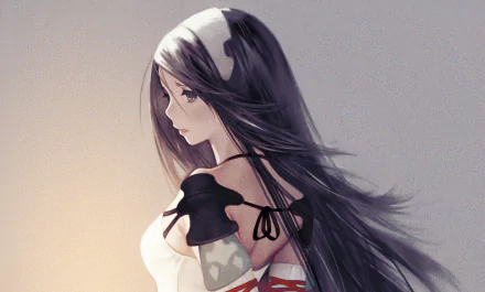 Agnès Oblige from the video game Bravely Second: End Layer, portrayed in an artistic HD PC desktop wallpaper, captures her ethereal beauty and character.
