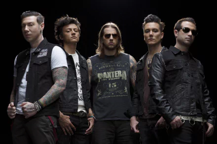 Avenged Sevenfold poses confidently for a striking HD desktop wallpaper, showcasing their signature style and powerful presence in the music scene.