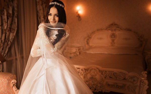 Women Bride Bedroom Bed Model Wedding Dress HD Wallpaper | Background Image