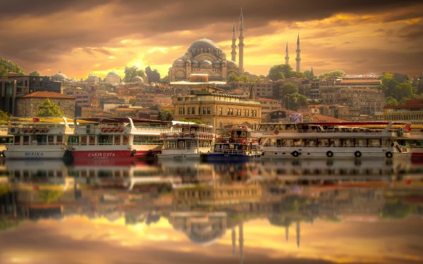 Man Made Istanbul Cities Turkey Mosque City Sky Cloud Reflection HD Wallpaper | Background Image