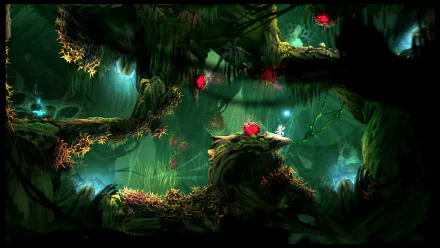 HD desktop wallpaper featuring the enchanting forest setting from Ori and the Blind Forest video game.