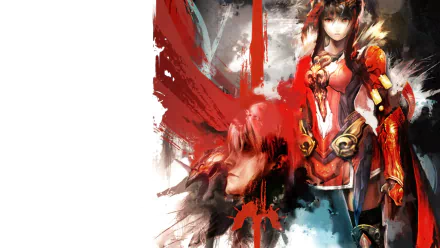 HD PC desktop wallpaper featuring Nido from the anime Lord of Vermilion: Arena, showcasing dynamic red and black tones with a striking character design.