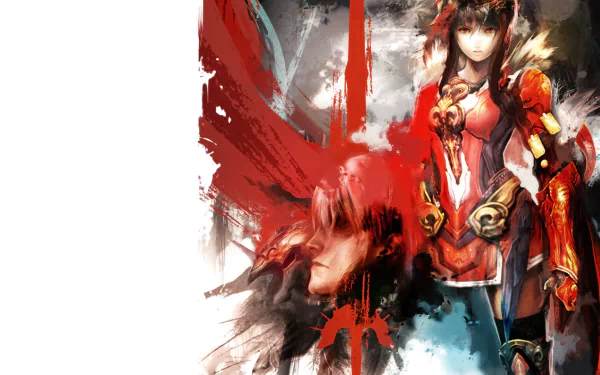 HD PC desktop wallpaper featuring Nido from the anime Lord of Vermilion: Arena, showcasing dynamic red and black tones with a striking character design.