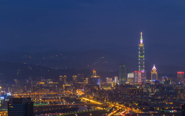 mountain city night Taiwan Taipei 101 man made Taipei HD Desktop Wallpaper | Background Image